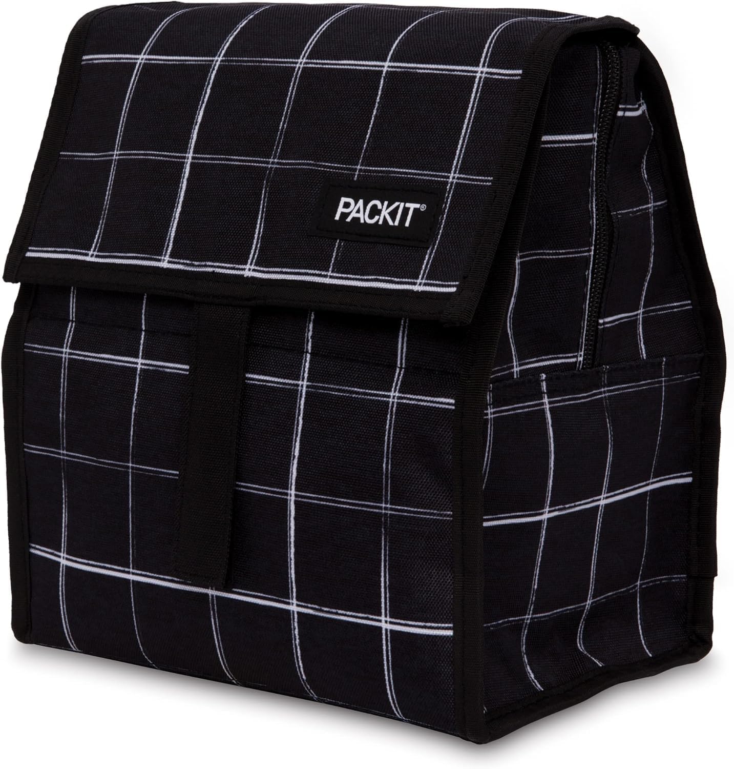 Office Tech Typing - PackIt ® Gefrierbare Lunchtasche, schwarzes Gittermuster,