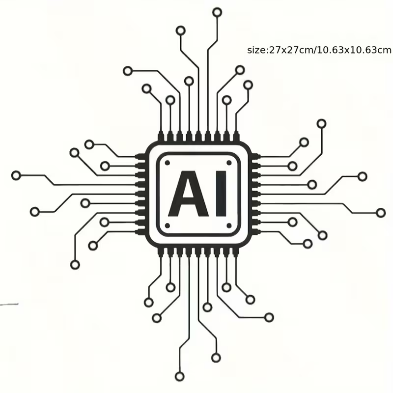 Tech Office Wall Decor - AI-Technologie Leiterplatten-Vinyl-Wandaufkleber - Cartoon-Stil Glänzender Selbstklebender