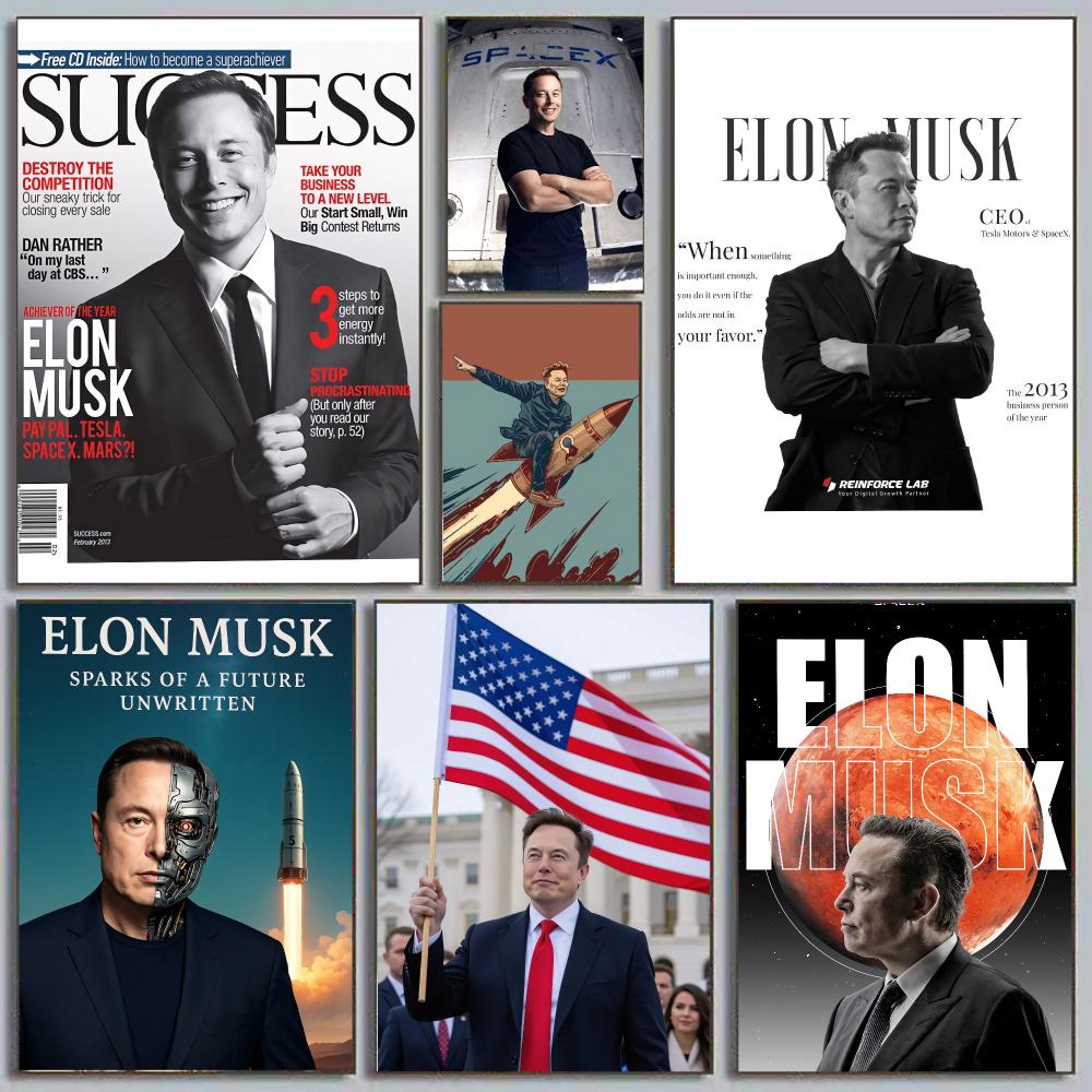 Tech Office Wall Decor - Elon Musk Dogefather Technologie-Visionär SpaceX CEO