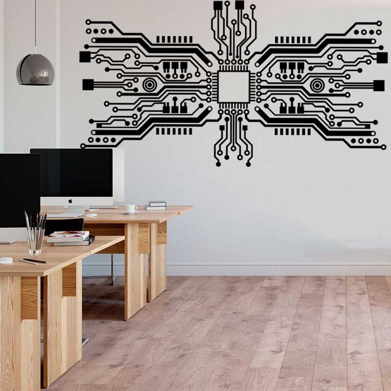 Tech Office Wall Decor - Platine Chip Wand Aufkleber Tech Technologie