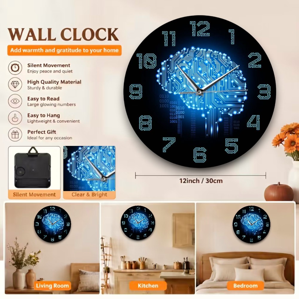Tech Brain Wanduhr Binärcode K – Tech Office Wall Decor Bewertung und Preis