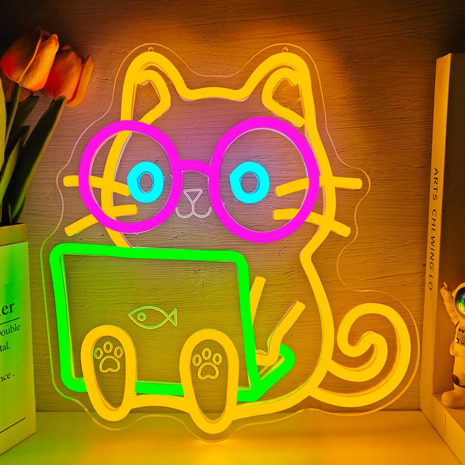 Katzen-Laptop-Neon-Schild, USB – Tech Office Wall Decor Bewertung und Preis