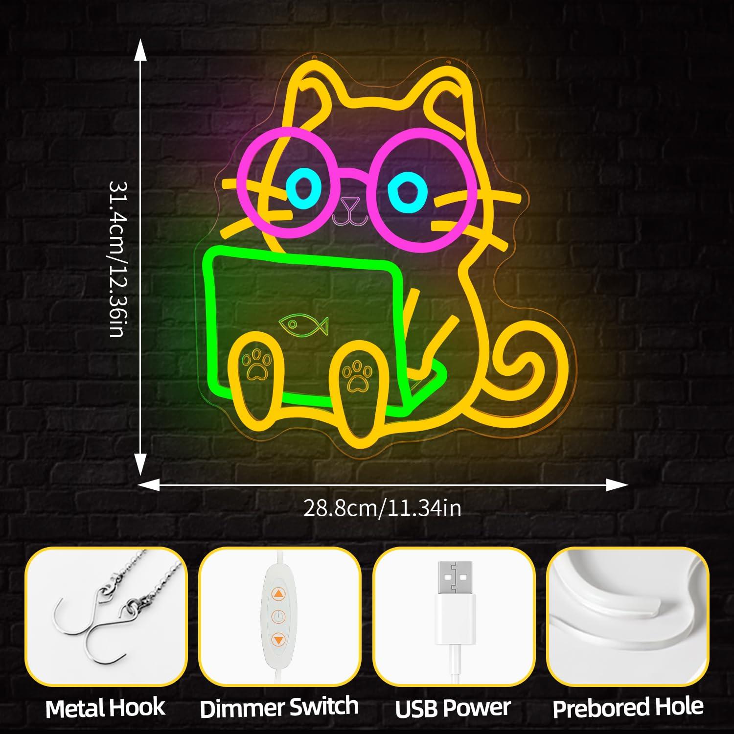Katzen-Laptop-Neon-Schild, USB – Tech Office Wall Decor Bewertung und Preis